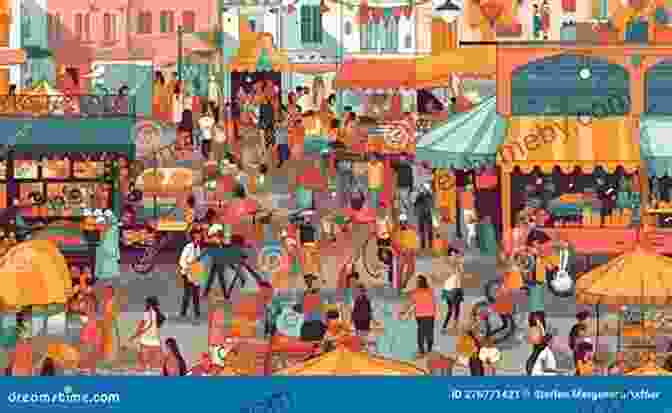 A Lively Depiction Of A Local Market With Colorful Stalls And Vibrant Shoppers Sinning Across Spain: Walking The Camino