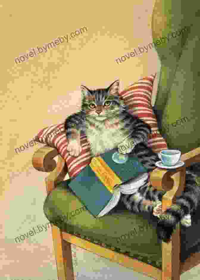 A Photo Of A Cat Curled Up On A Couch, Reading A Book Tales Of Cats (Books Of Nine Lives 9)