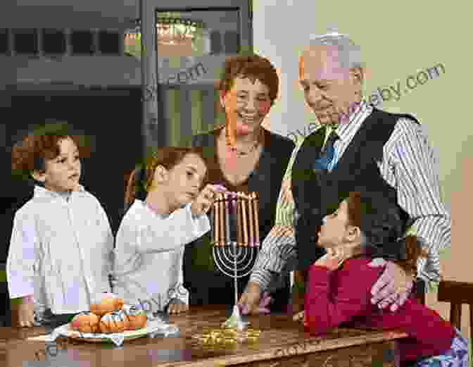 A Warm And Joyous Family Gathered Around The Hanukkah Menorah, Sharing Stories And Traditions Chanukah In Pictures And Words: A Holiday Interactive (Jewish Holiday Interactive For Children 2)