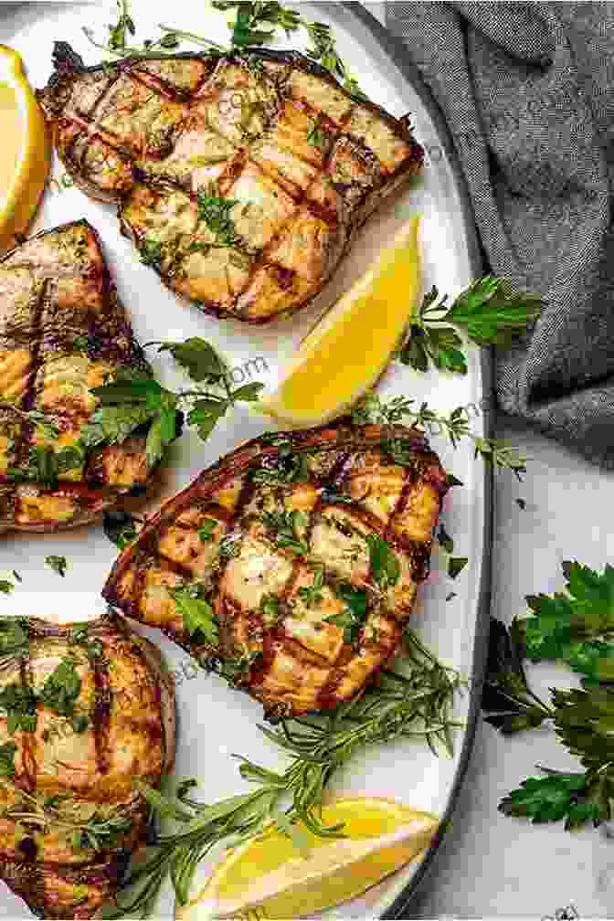 Grilled Swordfish With Lemon Herb Butter, Served With Roasted Vegetables The Surfers Cookbook Robert A Sadowski