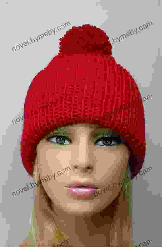 Image Of A Knitted Beanie Hat In A Vibrant Red Color. Knitting Pattern KP382 Ladies Mens Beanie Ski Hat Pattern USA Terminology