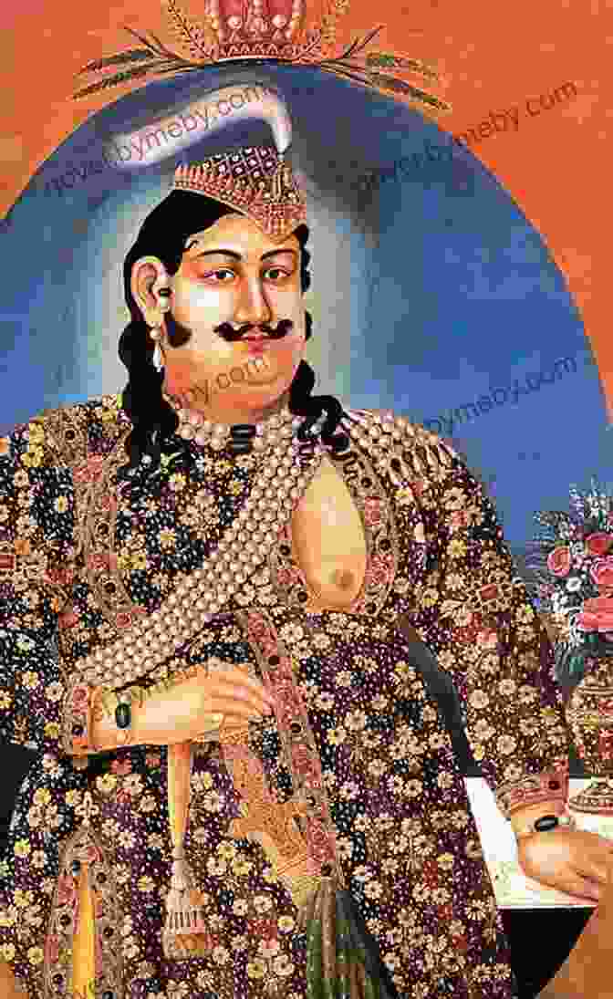 Nawab Wajid Ali Shah, Last King Of India, Seated On A Throne, Adorned In Royal Attire Last King In India: Wajid Ali Shah