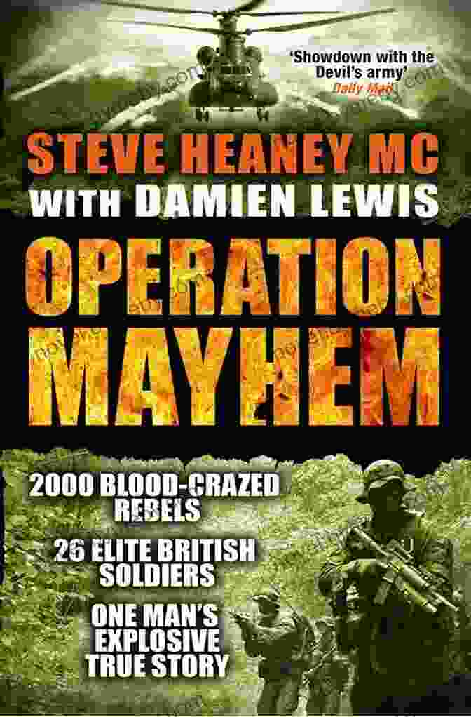 Operation Mayhem Book Cover: A Silhouette Of A Man In A Trench Coat Holding A Gun, Against A Backdrop Of A Cityscape And Explosions Operation Mayhem Steve Heaney MC